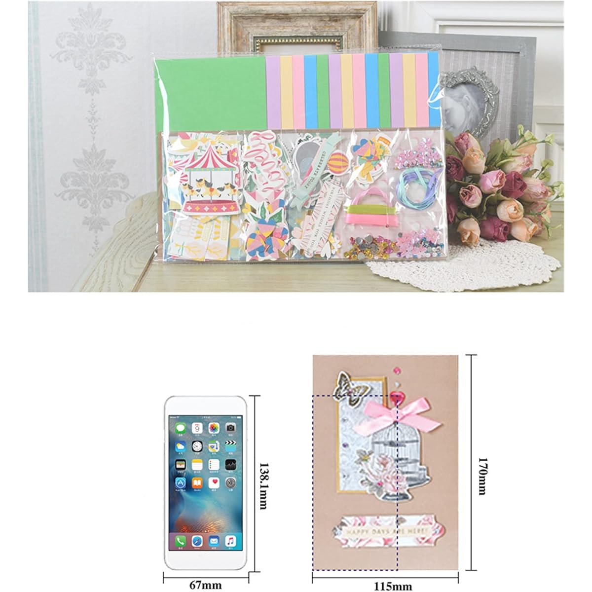 Gigicloud Paper Card Making Kit, Colorful Handmade Greeting Card Kit DIY Making Materials Set for Birthday Invitations Thanksgiving Christmas Holidays Baby Shower