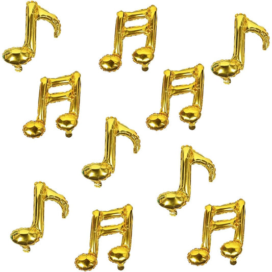 10 Pieces Musical Note Gold Balloons Foil Balloons Mylar Balloons Happy Birthday Balloons Banner Music Balloons for Birthday, Birthday Party, Baby Shower, Outdoor Party, Home Party, Celebration