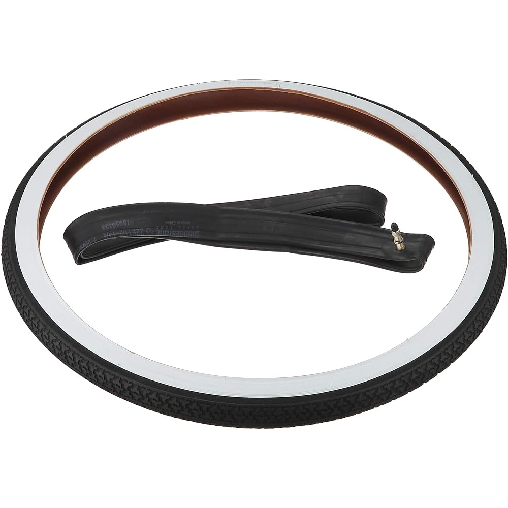 BRIDGESTONE Mini Cycle Tire WO22×1-1/2 Tire Side: White Tire/Tube Each 1 Piece WB (White & Black) 22WB.A P7141 F274800WB