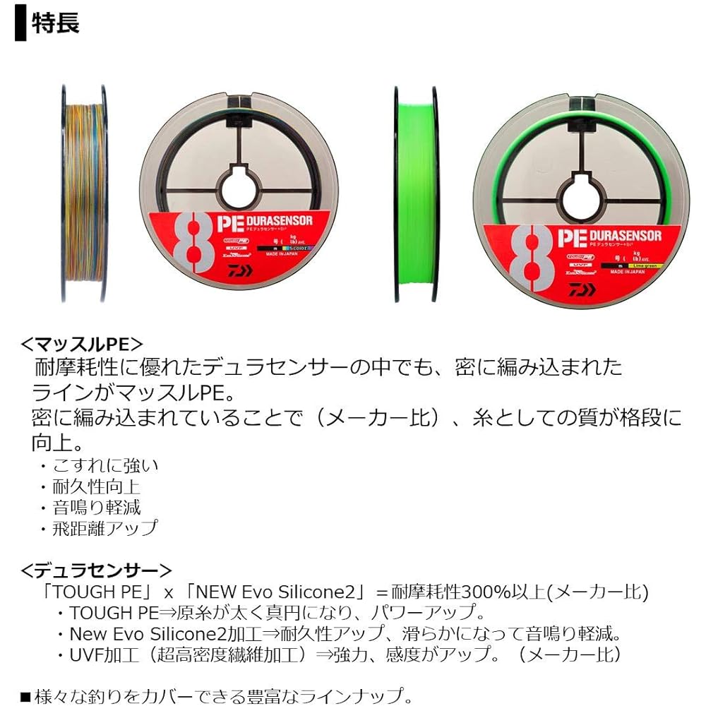 DAIWA PE Line UVF PE Durasensor X8+Si2 No. 0.6 300m Lime Green