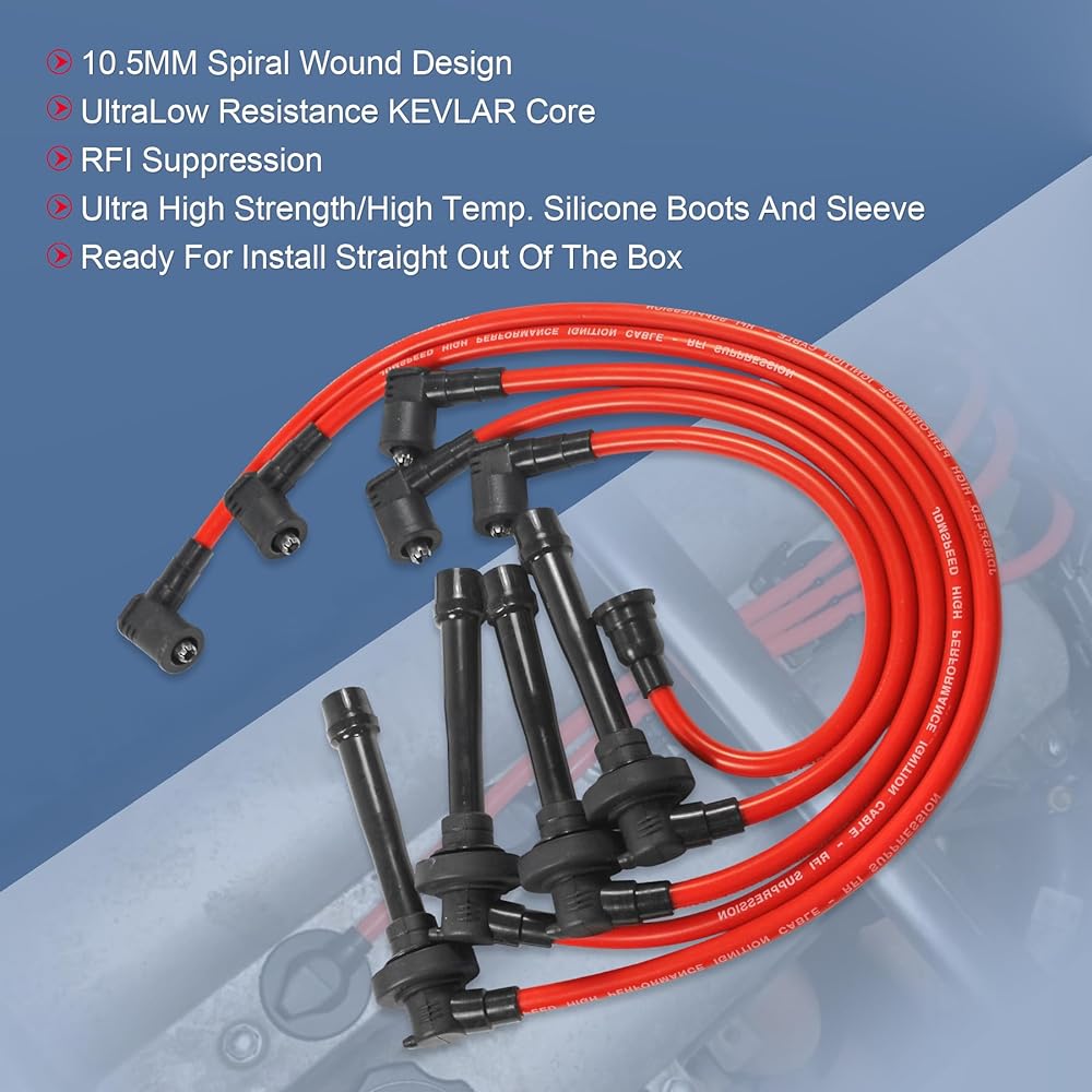 JDMSPEED Spark Plug Wire Set Replacement for Honda Civic Del Sol EG EK EJ D15 D16 Spiral Core 92-00