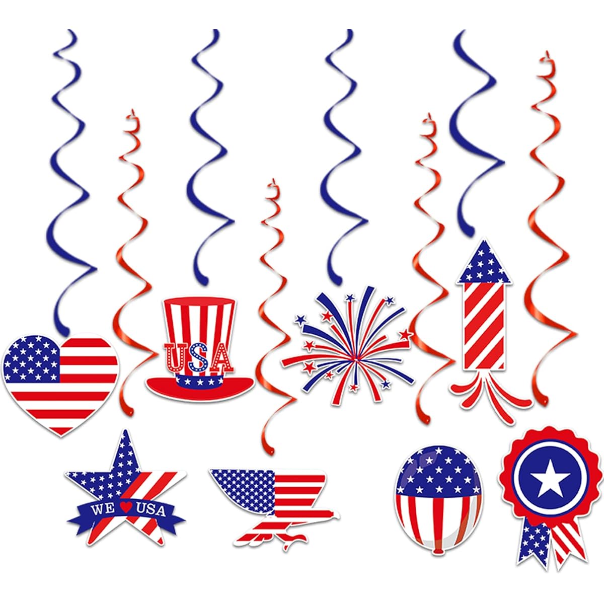FAMYGFT 4th of July Decorations Hanging Swirls Patriotic Party Decor Independence Day Memorial Day Party Decorations