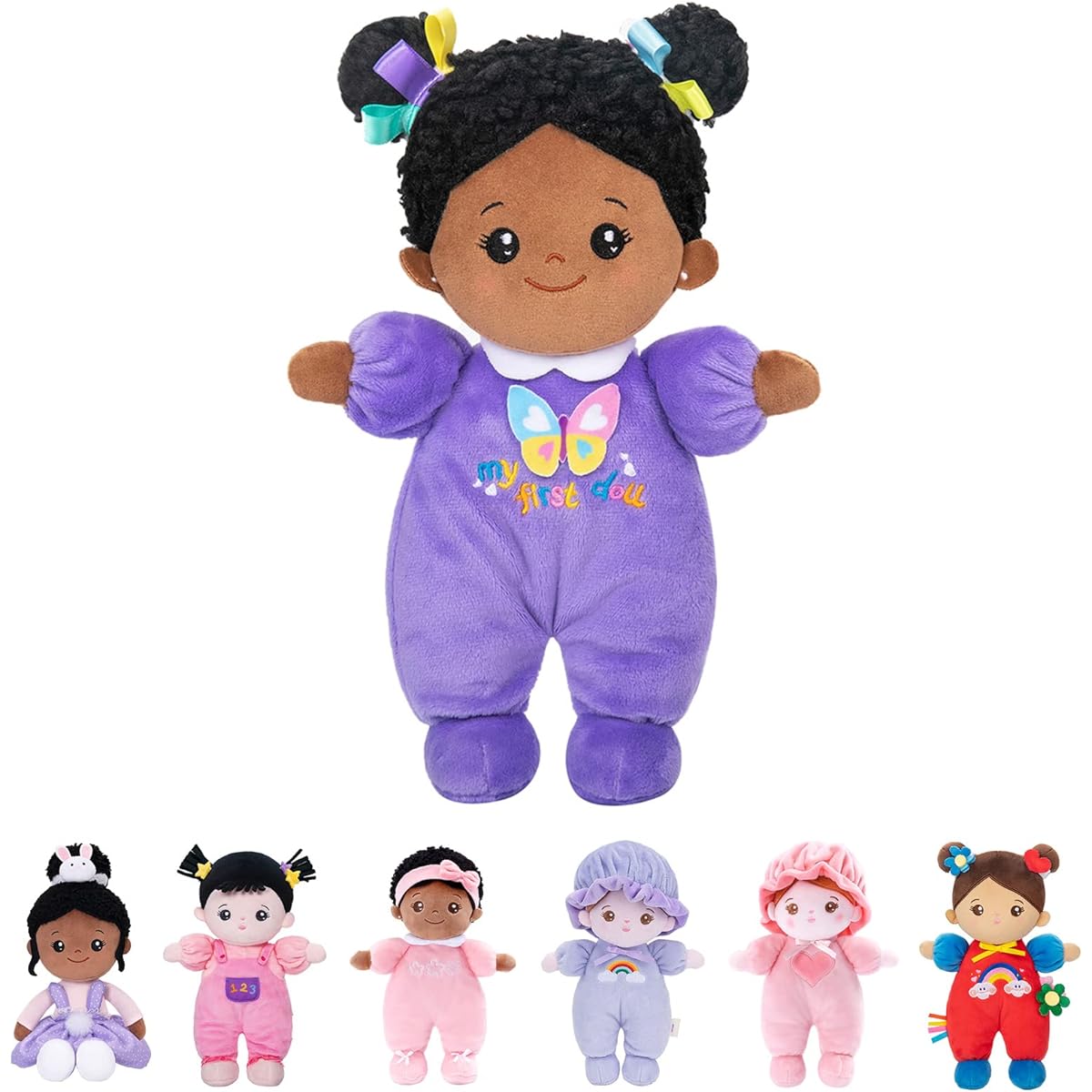 OUOZZZ Soft Baby Doll for Girls - First Baby Doll Plush Ragdoll Sleeping Cuddly Buddy Purple Doll Toy for Kids