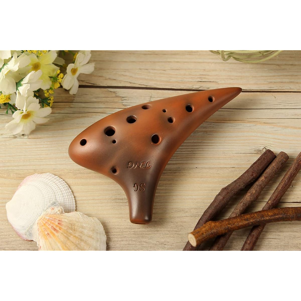 TNG Ocarina Musical Instrument [12 Holes / Single / Soprano / G Key / Purple Sand Red Clay] SG (with fingering chart) (with special case) ocarina High-grade wind instrument