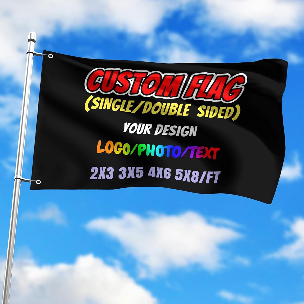 Custom Flag 3x5ft Double Sided Personalized Outdoor Flag Banner Create Your Own Logo/Image/Photo/Text Customized Outdoor Room Decoration Gift Funny Cool Banner
