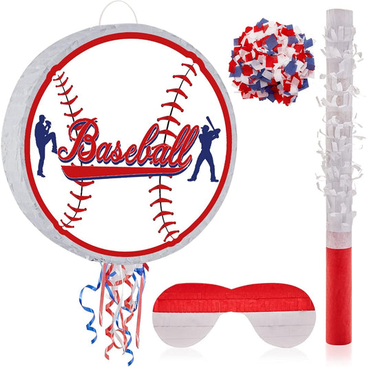 12.6 Inch Baseball Pinata Softball Pinata Sports Theme Birthday Party Supplies with Pinata Sticks Confetti Blindfold Baseball Party Favors Birthday Party Decorations Supplies