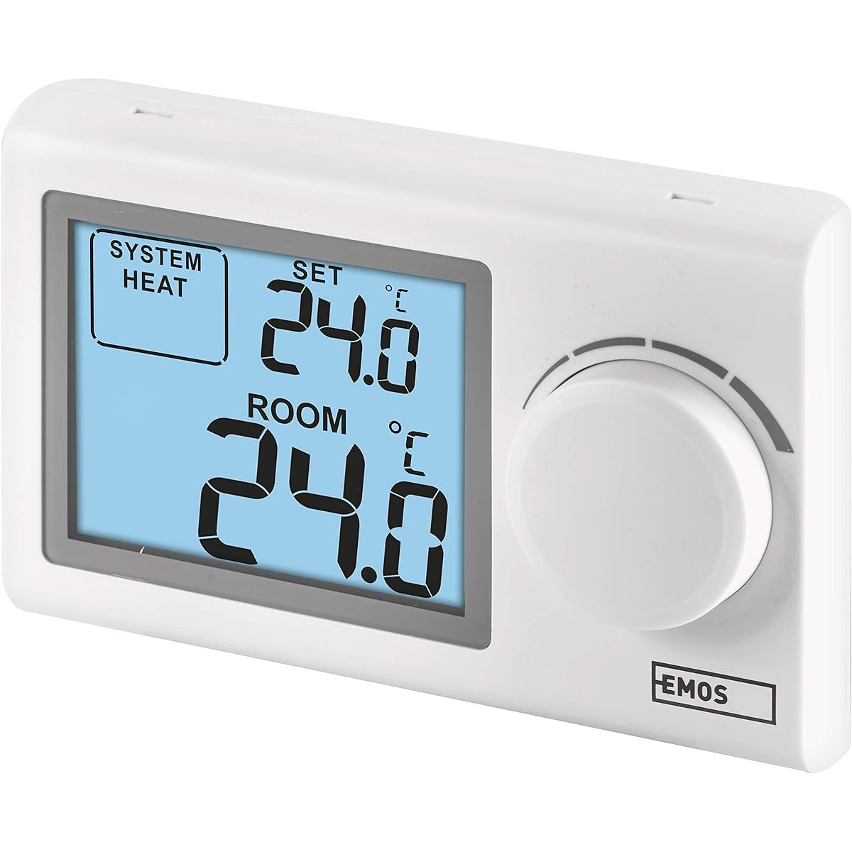 EMOS P5604 Digital Wall Thermostat for Heating and Cooling Systems, Temperature Regulator with Adjustment Wheel