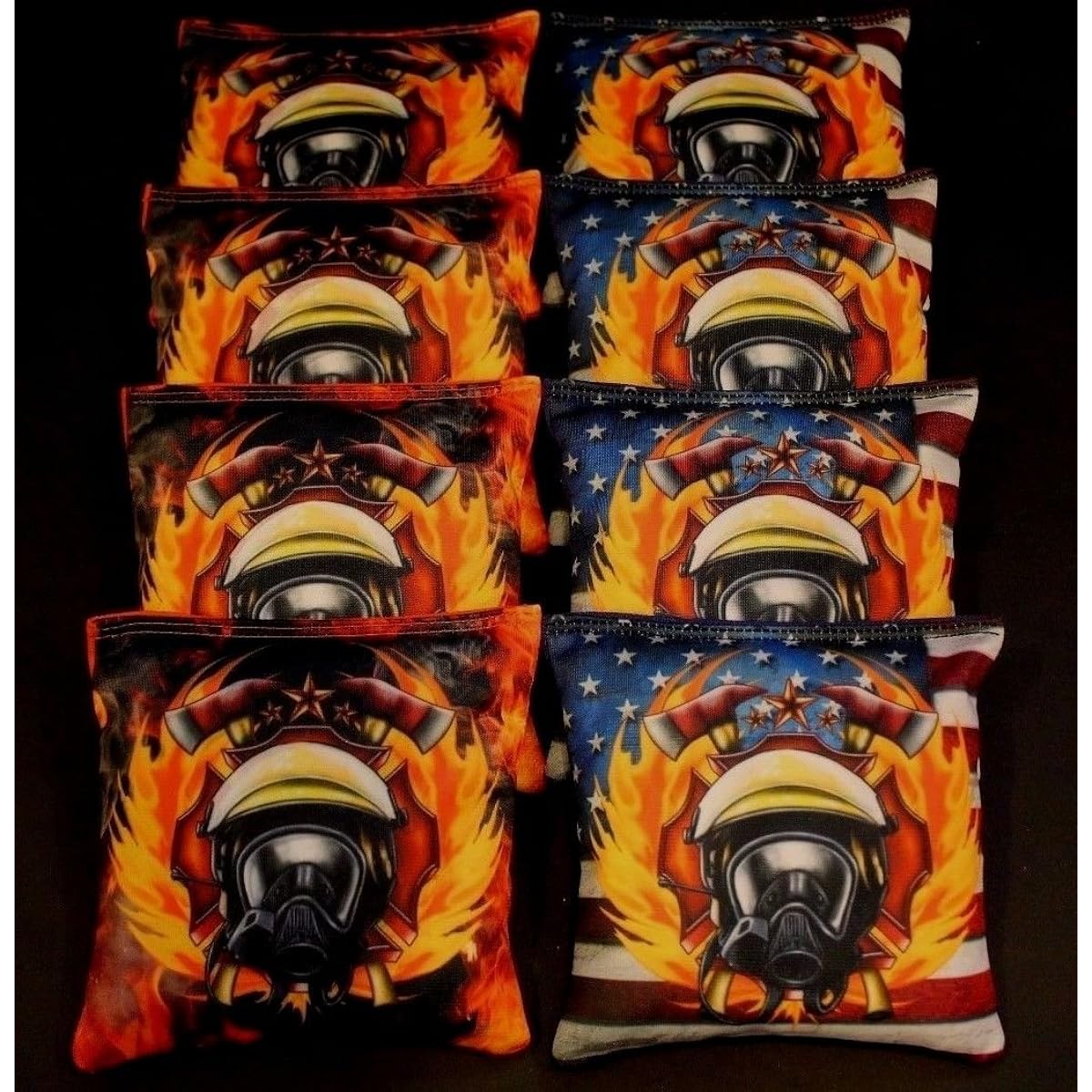 USA Firefighter Rescue Gas Mask Flame 8 ACA Regulation Cornhole Bean Bag B218