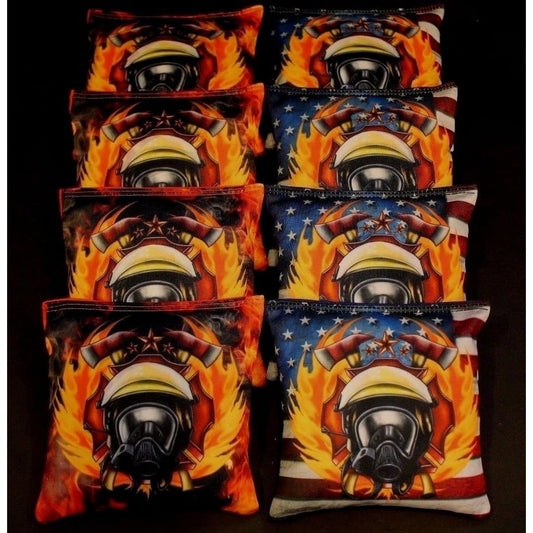 USA Firefighter Rescue Gas Mask Flame 8 ACA Regulation Cornhole Bean Bag B218