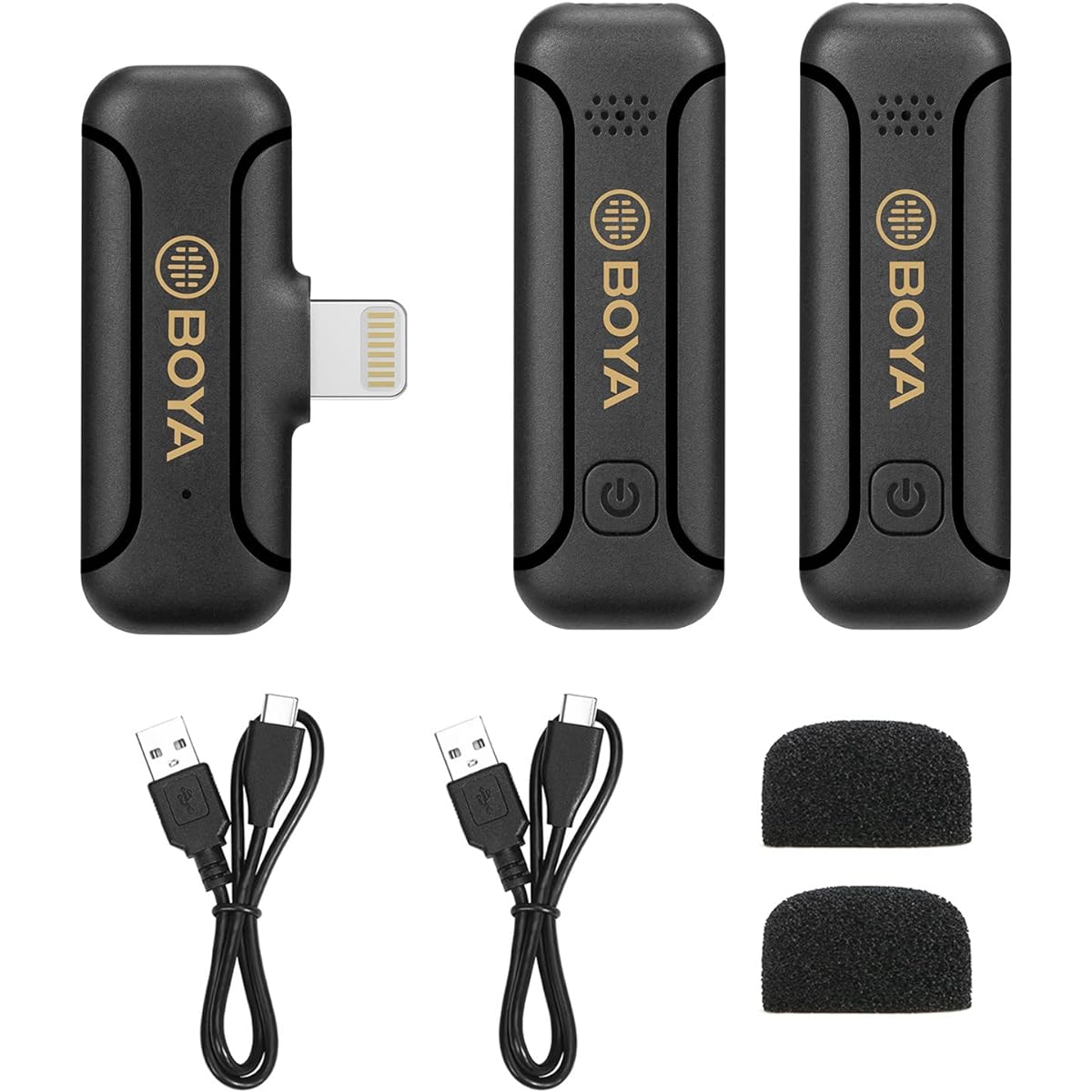 iPhone Wireless Lavalier Microphone Vlog, BOYA BY-WM3T2 D2 Series Wireless Lavalier Microphone System for Smartphone Vlog, Podcast, YouTube Video, Facebook Live (Dual Record)