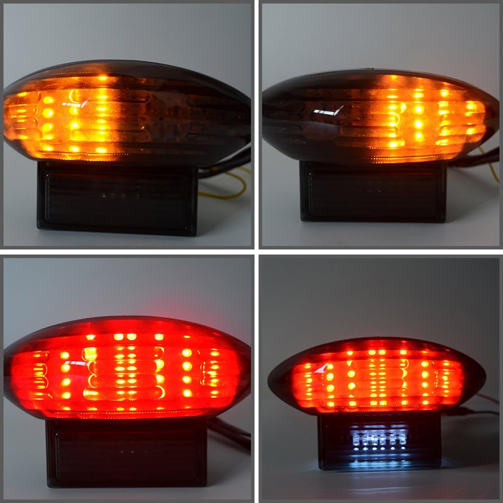Amazinea Smoke Integrated LED Brake Stop Tail Light Turn Signal for Suzuki Hayabusa GSX1300R 99-07 Katana 600/750 03-06
