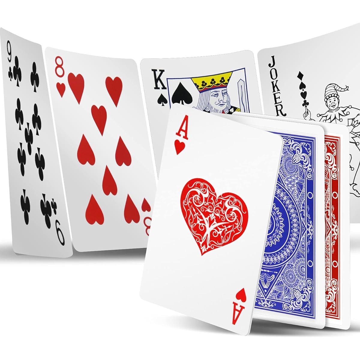 INTEGEAR Playing Cards - 2 Decks Waterproof Plastic Poker Cards for Texas Hold'em Poker Go Fish and Other Card Games - Standard Index 2.5" x 3.5"
