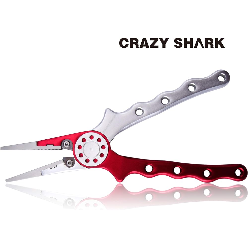 CRAZY SHARK Fishing Pliers, Fishing Pliers, Fishing Pliers, Needle Removal, Hook Removal, Ultra Lightweight, Multifunctional, Portable, Split Ring Pliers, Storage Case and Safety Rope Included