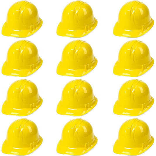 AnapoliZ Yellow Construction Hats Toys for Kids Dress Up Theme Party Fun Pack | Pack of 12