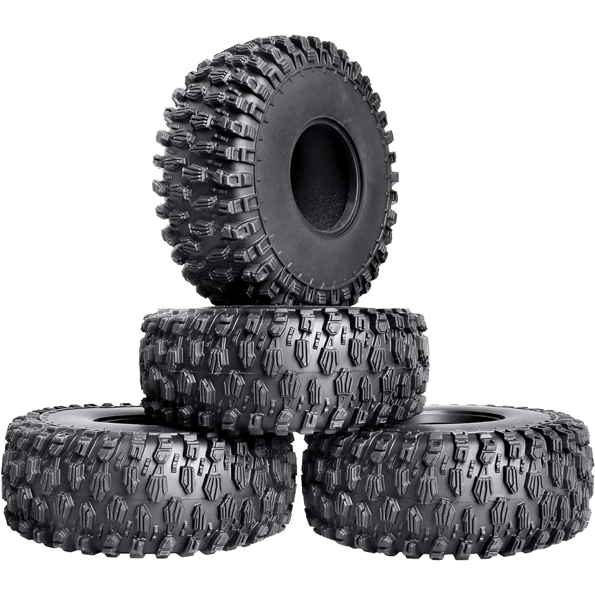 HobbyPark RC 2.2" Crawler Tire Mud Terrain Super Grip Soft Height 144mm 5.6" 2.2 Beadlock Wheels TRX4 Sport Redcat Everest 10 Axial RBX10 Ryft 4WD Capra 4WS with Foam 4pcs