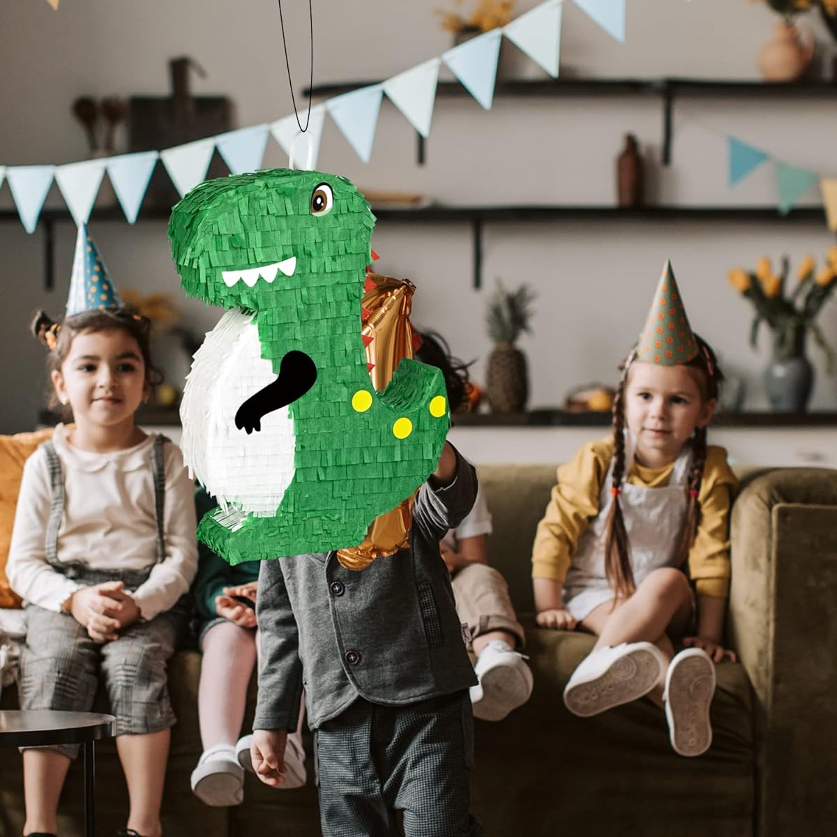 Dinosaur Pinata (17x13x3.7inch) for Kids Birthday Party Fiesta Decorations Party Favors Birthday Anniversary Celebration Decorations Dino Theme Party Cinco de Mayo Fiesta Supplies