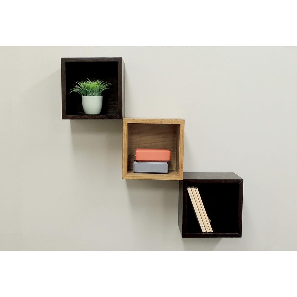 Magnetic Wall Decoration Wall Hanging Shelf Box Type Mass Deco [Wooden / Back Magnet] Brown (Horizontal) 19 x (Vertical) 19 x (Depth) 13cm 21064237