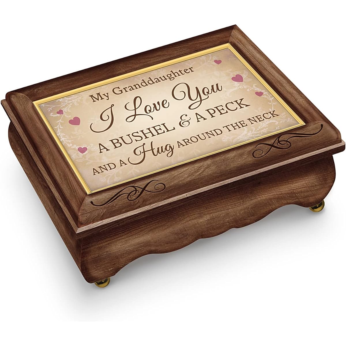 Bradford Exchange Granddaughter, I Love You A Bushel and A Peck Handmade Wooden Music Box