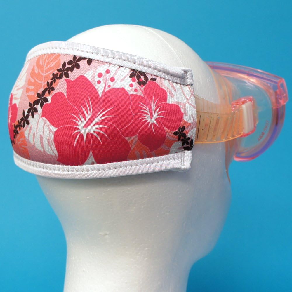 SeaCanary Snorkeling Diving Mask Strap Cover Hawaiian Hibiscus Pink