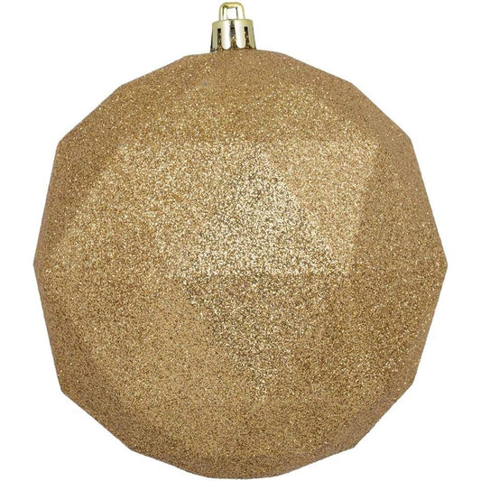 Vickerman 568026-8" Copper/Gold Glitter Geometric Ball Christmas Tree Ornament (M177533DG)
