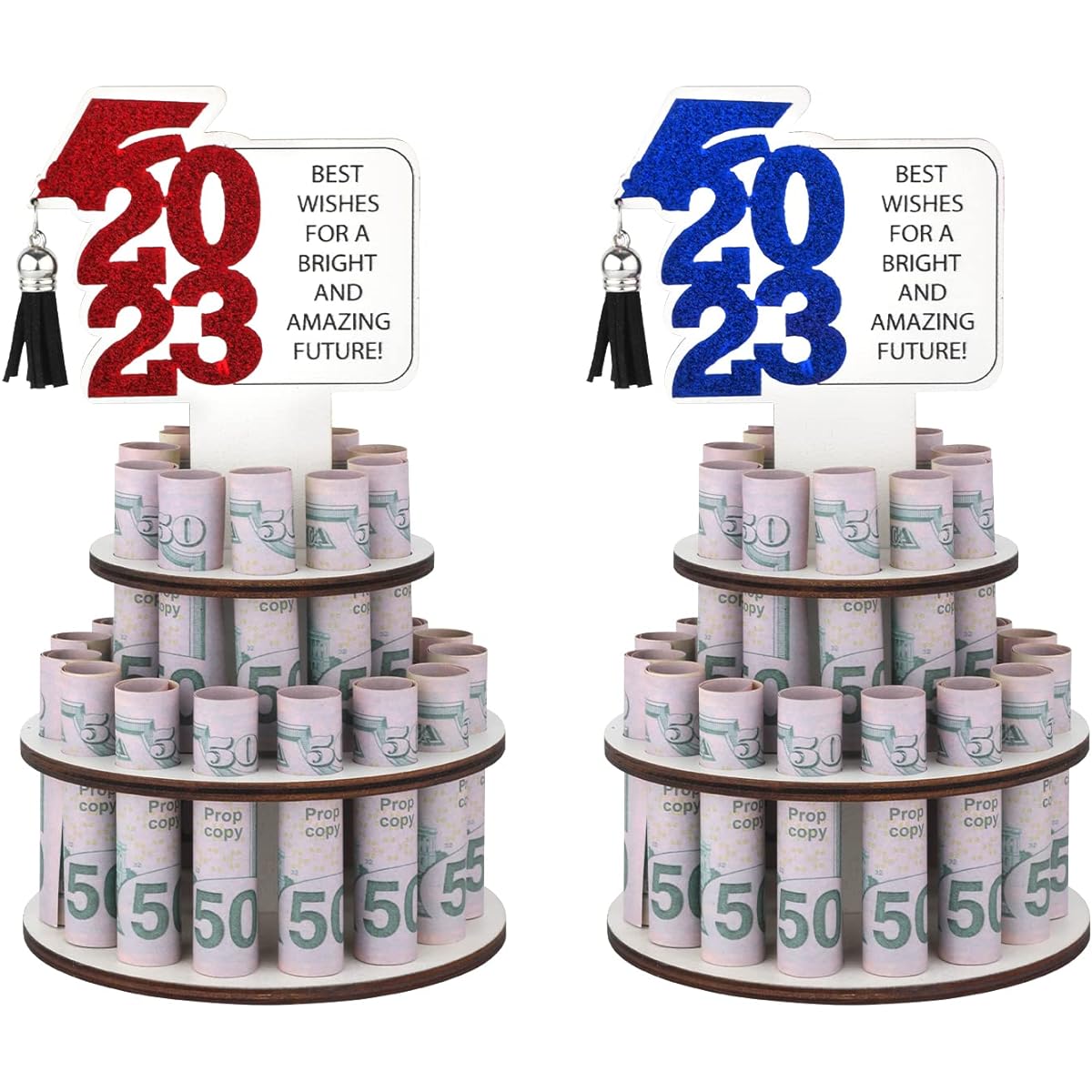 SAVITA 2pcs Wooden Money Holder for 2023 Graduation Gift Money Holder Wood with 25 Holes Graduation Gift Money Holder Graduation Greeting Card