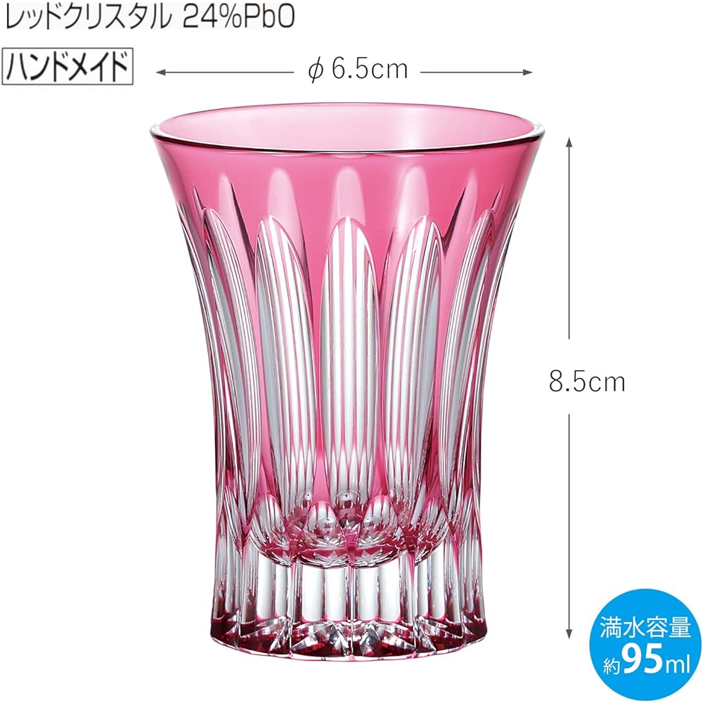Toyo Sasaki Glass Sake Glass Yachiyo Kiriko Cup Mizumari Pink Approx. 95ml