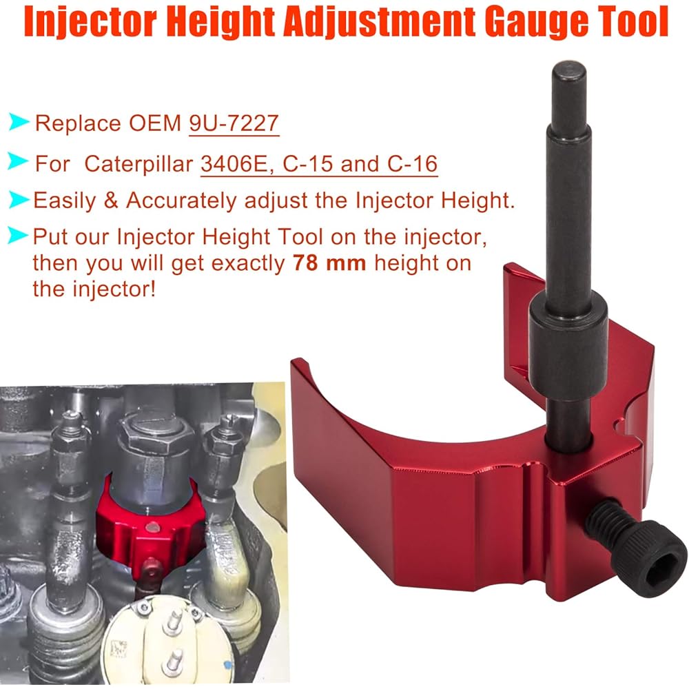 9U-7227 Injector Height Adjustment Gauge Tool for CAT Caterpillar 3406E, C-15, C-16 (Red)