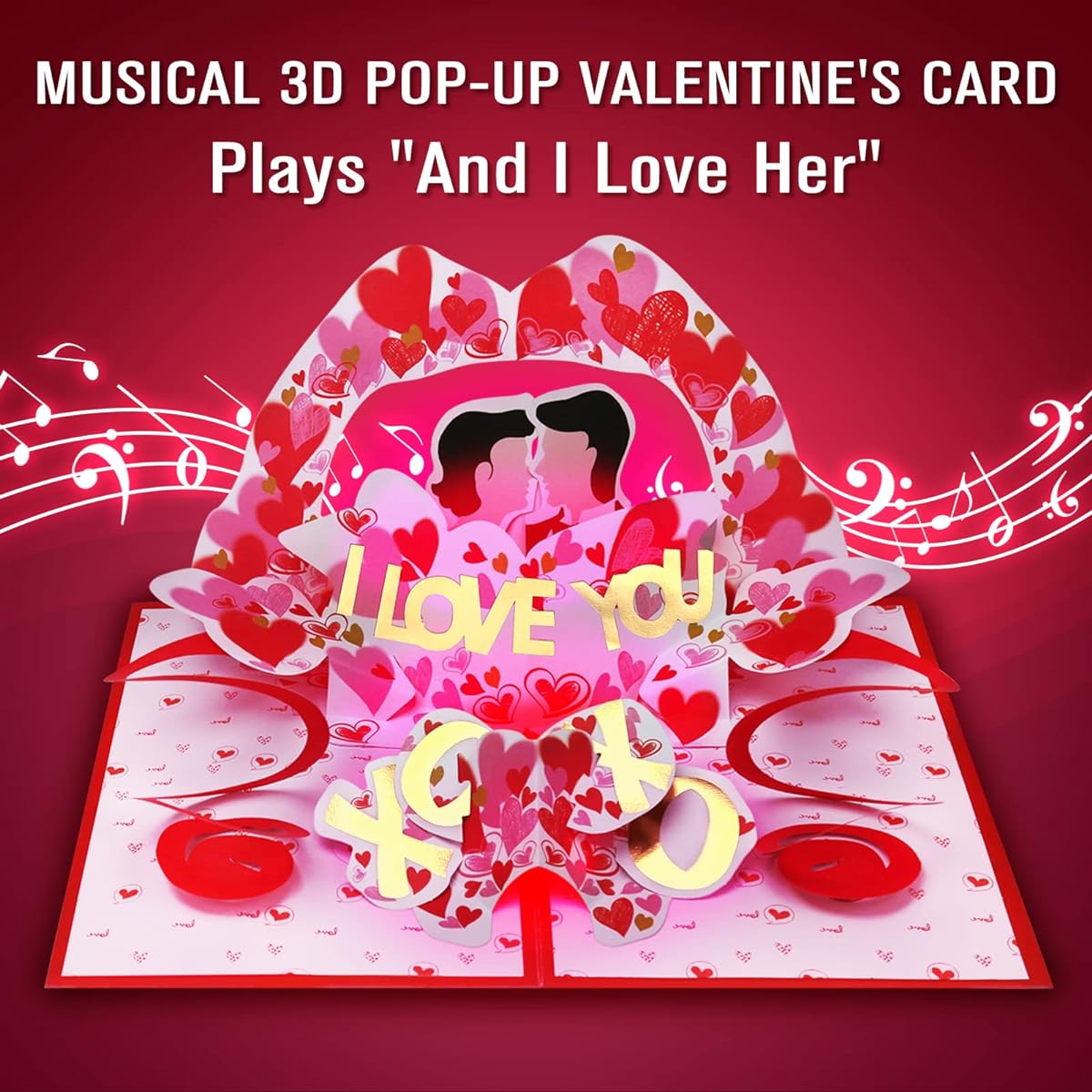 OSOMEPOP LIGHT & MUSIC Anniversary Cards 3D Pop Up Happy Anniversary Greeting Cards Romantic Wedding Anniversary Gifts for Husband Commemorative Gifts for Her and Him