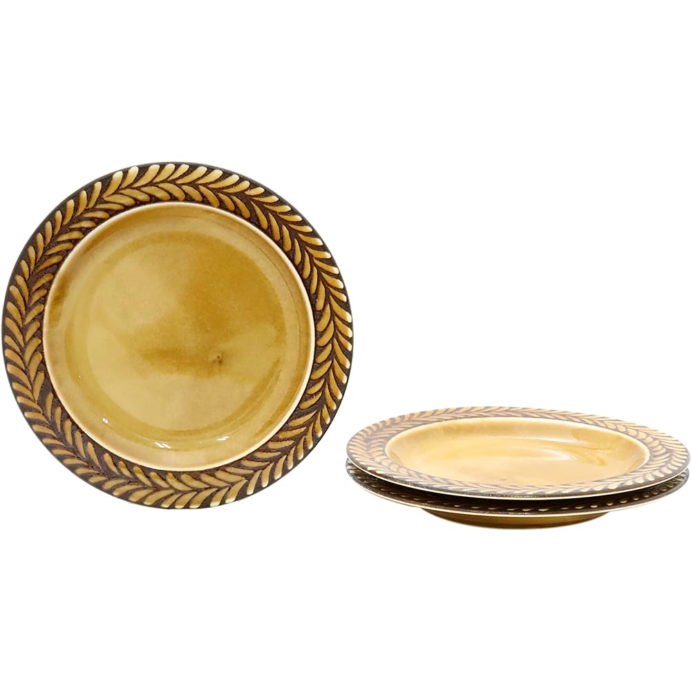 [Commercial use set] Plate series that lets you enjoy the feeling of a mountain hut, 24cm meat plate (caramel), 10-piece set