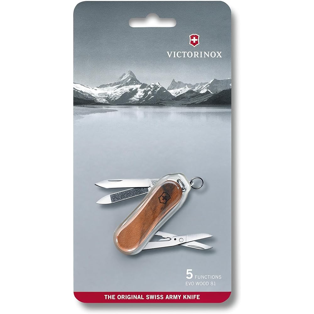 VICTORINOX Executive Wood 81 Swiss Army Knife Multifunctional Knife Trekking Hiking Wave Blade Scissors Nail File Swiss Made Multi Tool with 5 Functions [Domestic Genuine Product] 0.6421.63