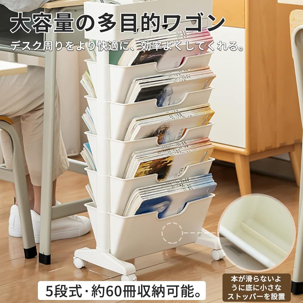 Side Wagon Bookshelf Document Wagon with Casters 6 Drawers Under Desk Storage Rack Large Capacity Slim Side Table Desk Storage Chest Desk Wagon Office Storage Multipurpose Wagon Telework Remote Work