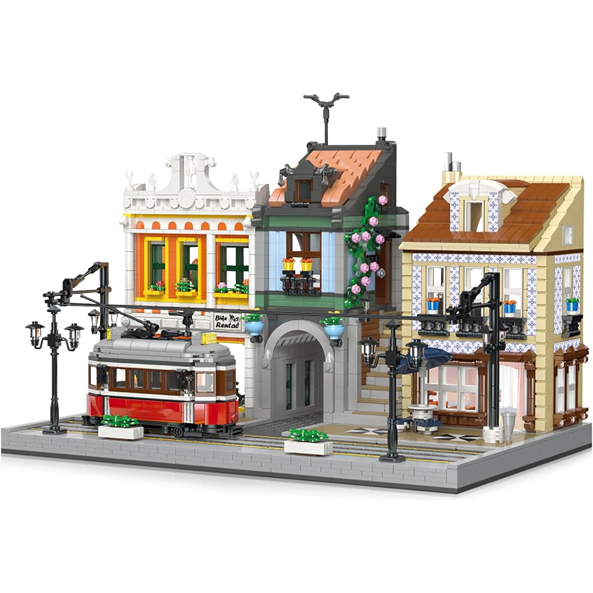 Beberlu Tram Car Building Blocks Kit for Collection, Lisbon Tram Display Set, Classic Tram Set with Station, Best Gift for Train Lovers (3080 Pieces)