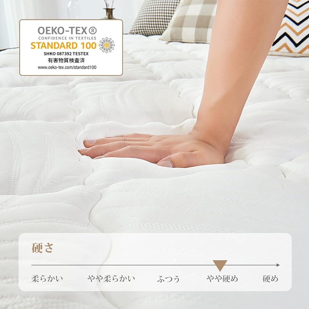 Inofia Mattress, Double High Resilience Mattress, Extra Thick 23CM, Bed Mattress, Pocket Coil, Body Pressure Dispersion, Breathability, Compression Packing, Bamboo Charcoal, No Bottom Feeling, Super Comfortable, Easy to Turn Over (140 x 195 x 23)