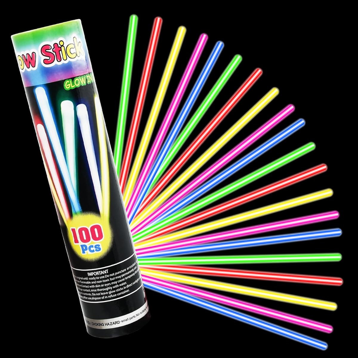JICIOOEP 100pcs Halloween Glow Sticks Bulk Glow in the Dark Party Supplies Neon Bracelets and Necklaces for Christmas New Year Birthday Wedding Decorations
