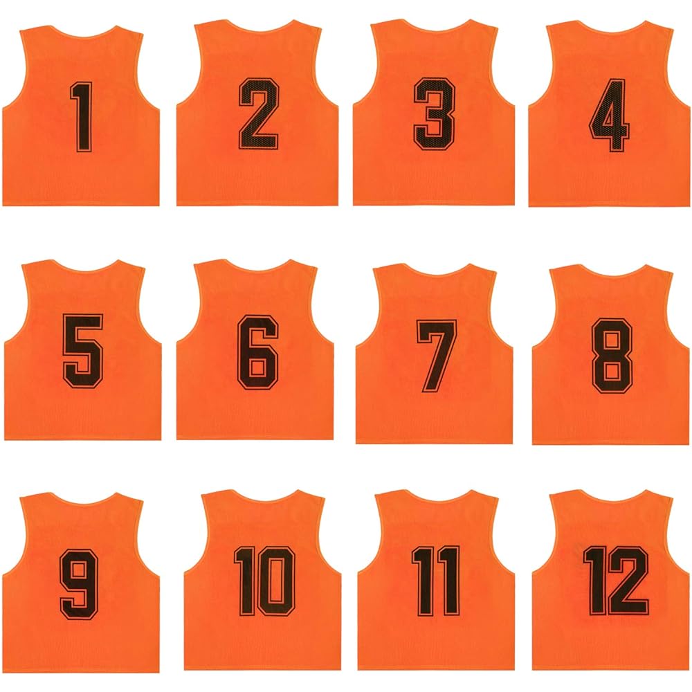 Aleaf Bibs Adult Junior High School Students Numbers 1-12 Bibs for Basketball Soccer Game Team Activity Game (12 Bibs Included Storage Bag)…