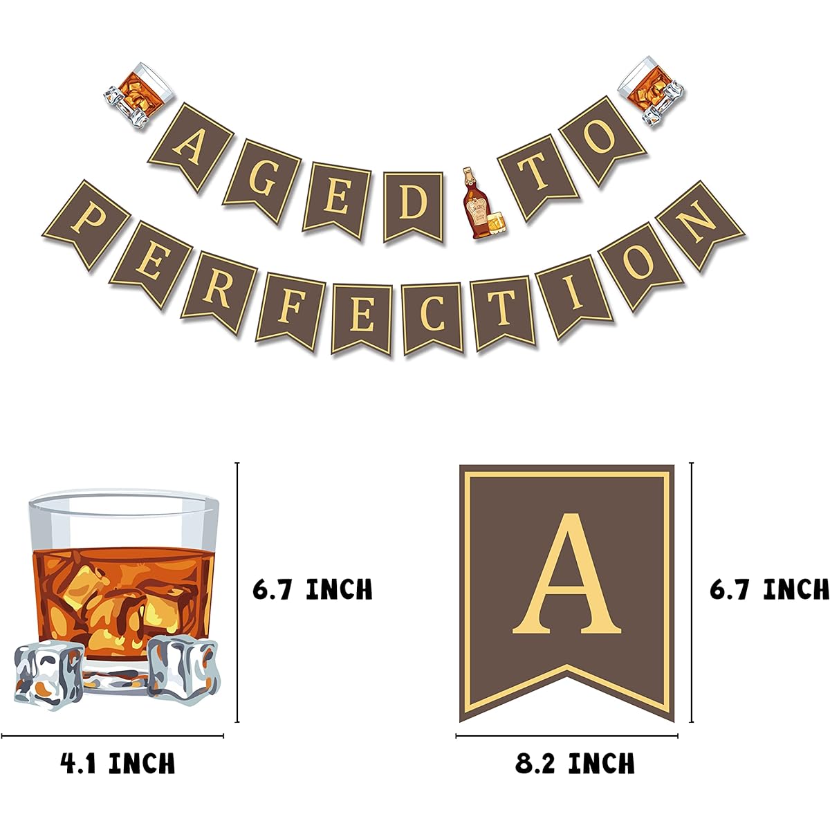 Age To Perfection Birthday Banner Whiskey Inspired Birthday Party Decorations 30th 40th 50th Birthday Banner Sign
