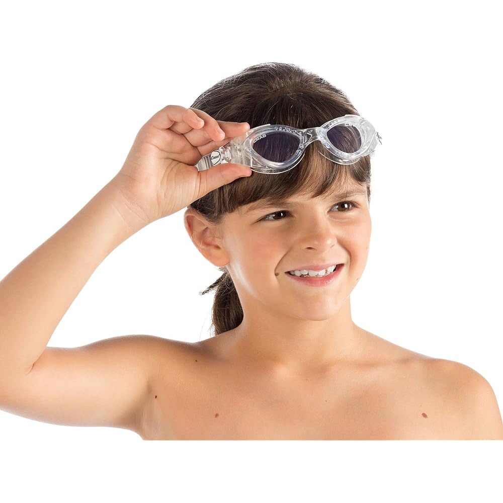 CRESSI Swimming Goggles for Kids Ages 2 to 7 [CRAB] Flat Lens UV Protection, Scratch Prevention, Shatterproof Treatment [Genuine Product]