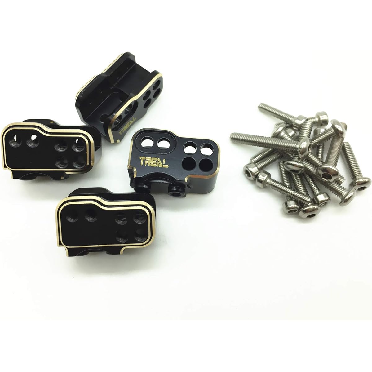 Treal Brass Front and Rear Lower Shock Suspension Link Mounts 4p for SCX10 II Black T8034-0000-0034