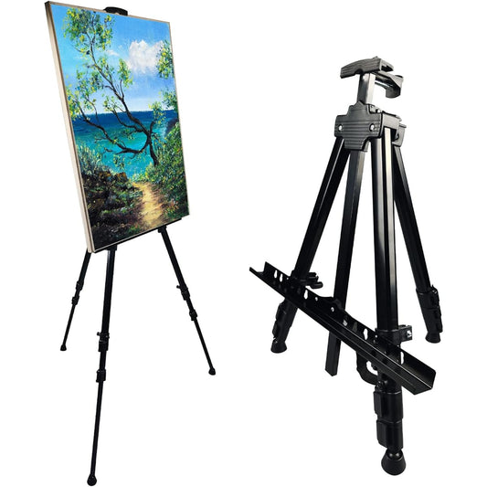 Ns Jymb Portable Artist Easel Stand Metal Tripod Adjustable Easel for Canvas Painting 17-66 Inch Height with Carry Bag for Tabletop/Floor Play and Wedding Signage Black