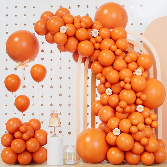 140 Pieces Bright Orange Balloons Orange Balloon Garland Arch Kit 5/10/12/18 Inch Matte Latex Orange Balloons Baby Shower Birthday Balloons Halloween Thanksgiving Party Fall Decorations