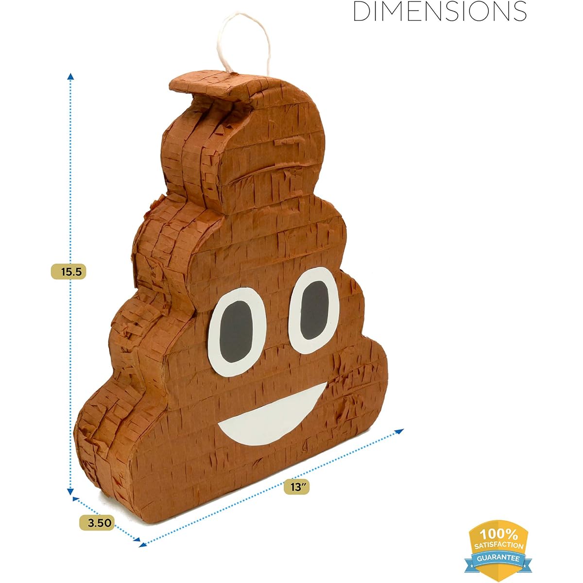 Poop Emoji Pinata for Birthday Parties and Events - Fill with Candy and Small Toys - Colorful Novelty Fun for Kids and Adults - Quinceañera Event Supplies