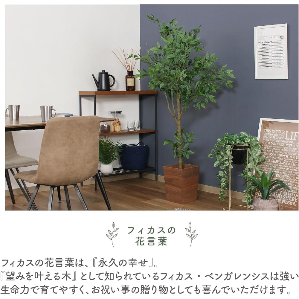 Fujiboeki Fake Green Interior Green Artificial Plant Width 70 x Depth 75 x Height 160 cm Ficus Compact Storage 41123 Medium Size