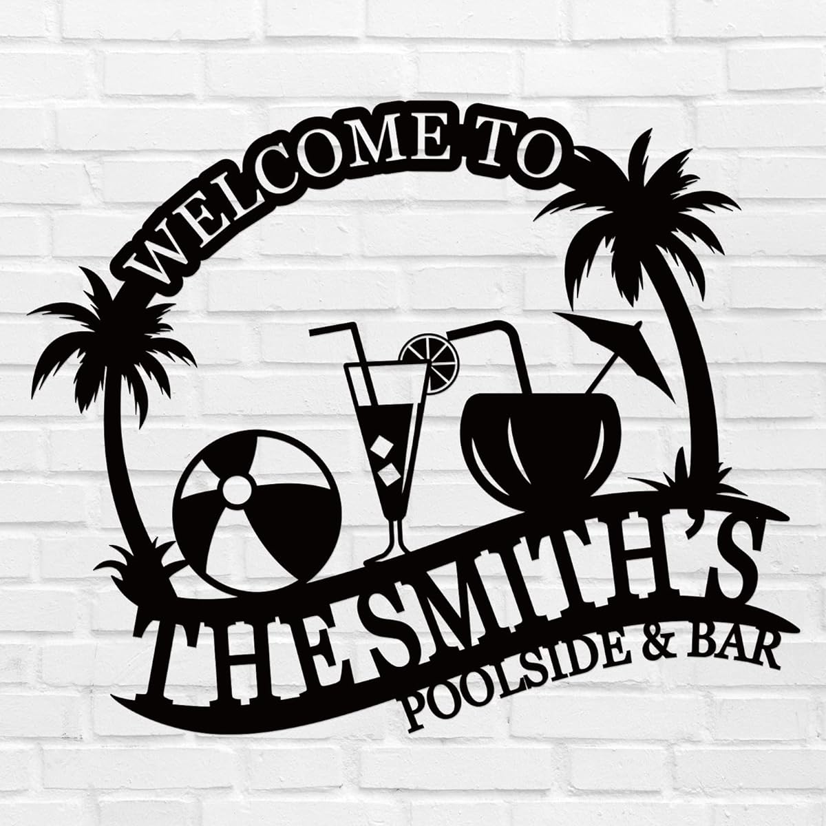 Metal Pool Signs, Personalized Family Pool Signs, Poolside Paradise Signs, Backyard Patio Signs, Swimming Pool Metal Signs, Family Name Pool Signs and Decor Outdoor, Custom Pool Signs (E)