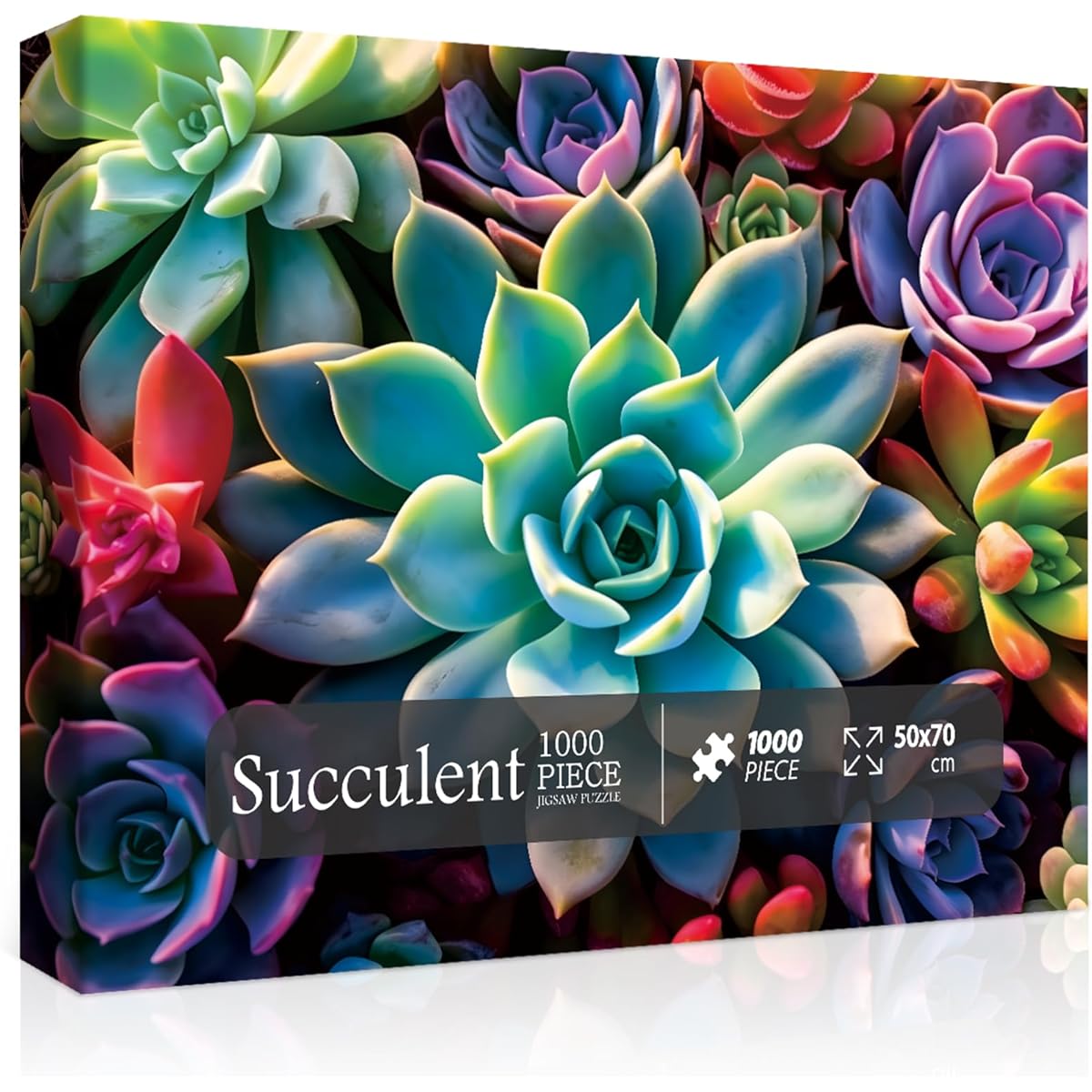 PICKFORU Impossible Succulent Puzzle for Adults 1000 Pieces Colorful Succulent Plant Puzzle Nature Jigsaw Puzzle Succulent Gift Challenging Collage Puzzle for Adults