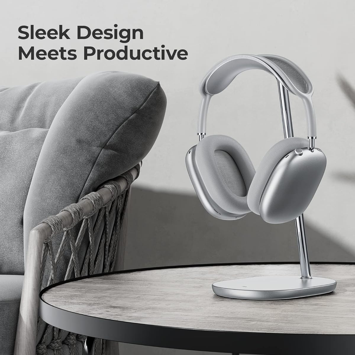 BENKS Headphone Stand Airpods Max Stand Desktop Headset Holder Gaming Headset Accessories Desk Earphone Stand for AirPods Max/Beats/Bose/Sony/Senheiser (White Headphone Stand)