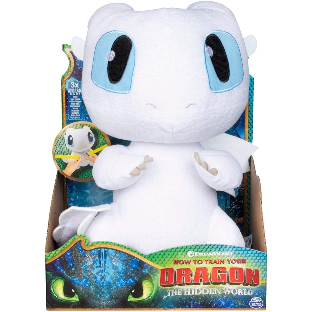 How to Train Your Dragon 3 Plush Toy 10 Inch Squeeze & Growl Plush Light Fury / DREAMWORKS HOW TO TRAIN YOUR DRAGON: THE HIDDEN WORLD 2019 SQUEEZE & GROWL PLUSH LIGHTFURY [Parallel Import] Spin Master Latest Movie Animation DreamWorks Dragon Talking