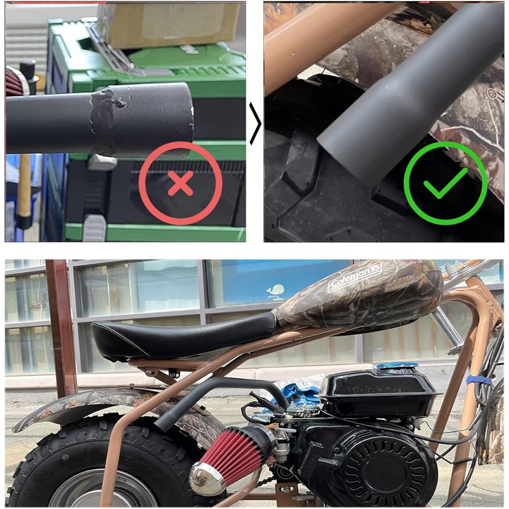 Upgrade Exhaust Pipe with Female Thread for Coleman Powersports CT200U CT200U-EX BT200X Predator 212cc 196cc Go Kart Mini Bike Honda GX160 GX200 Black