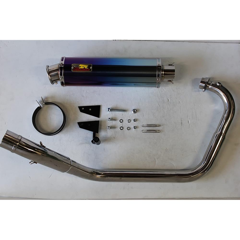 Realize GIXXER 150 Bike Muffler 8BK-ED131 Compatible with 2023 Model 22Racing Ti Titanium Muffler Blue Color Motorcycle Supplies Bike Parts Full Exhaust Full Exhaust Custom Parts Dress Up Replacement External Product Instruction Manual Included Deep Bass