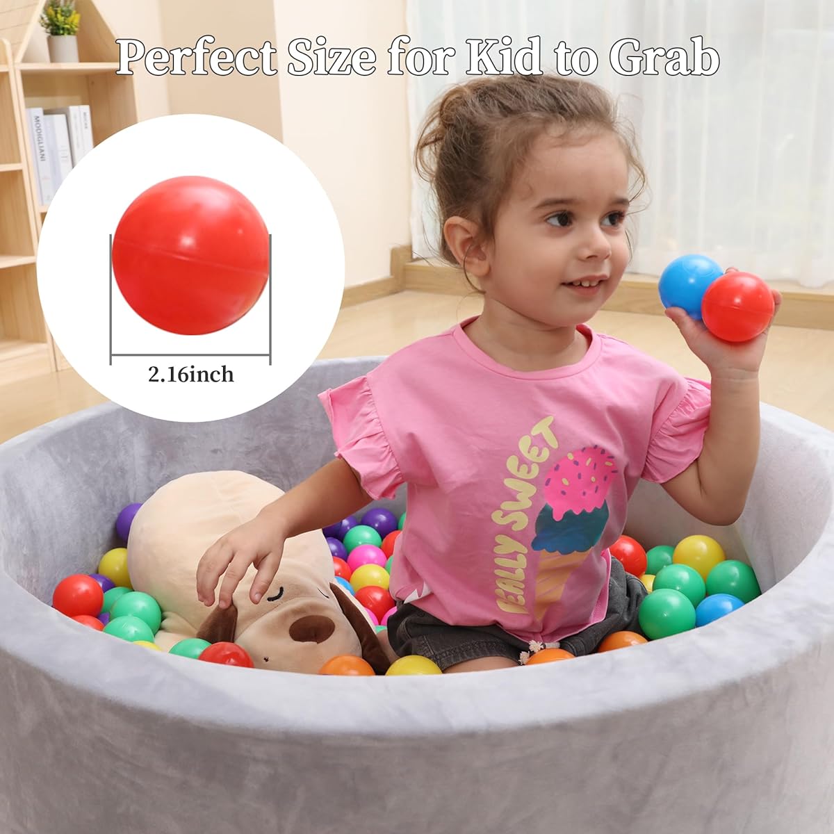 EOSAU 100 Ball Pit Balls BPA Free 2.15 Inch Plastic Pit Balls Ideal Gift for Toddlers and Babies Indoor Outdoor Play Tent Ball Pit Toy