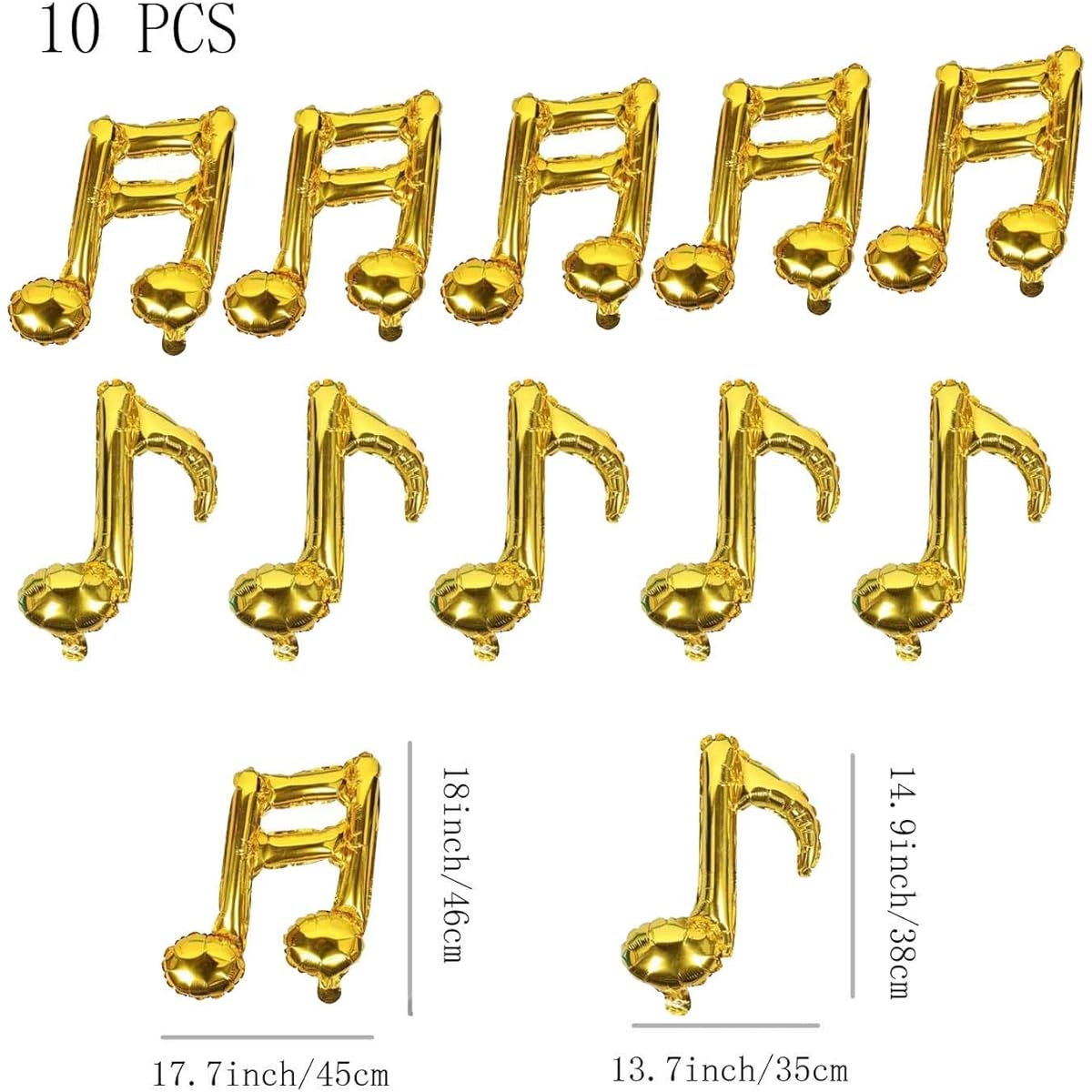 10 Pieces Musical Note Gold Balloons Foil Balloons Mylar Balloons Happy Birthday Balloons Banner Music Balloons for Birthday, Birthday Party, Baby Shower, Outdoor Party, Home Party, Celebration
